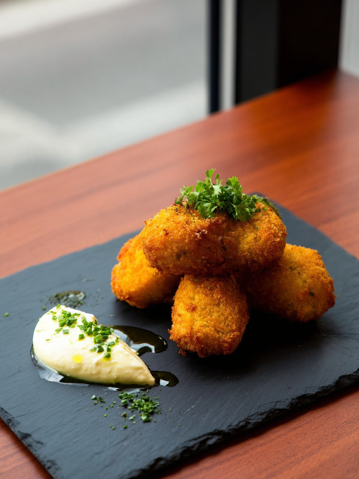 Croquetas caseras de La Clau con alioli